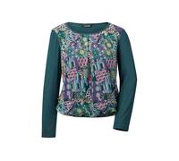 Kurzarmbluse GOLDNER "Langarm Chiffonbluse mit Patch-Druck", Damen, Gr. 38, grün (dunkelgrün, gemustert), Obermaterial: 95% Viskose CV. 5% Elasthan EL., figurumspielend, Sonstiges, Blusen, Chiffon-Ein