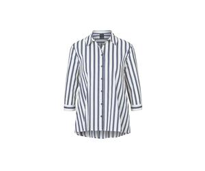 Kurzarmbluse GOLDNER "Schlichte Baumwoll-Bluse mit 3/4-Arm", Damen, Gr. 38, blau (weiß, marine, gestreift), Obermaterial: 97% Baumwolle CO. 3% Elasthan EL., normal, Manschette, Blusen, Ohne (86232053-