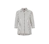 Kurzarmbluse GOLDNER "Schlichte Baumwoll-Bluse mit 3/4-Arm", Damen, Gr. 40, beige (weiß, taupe, gestreift), Obermaterial: 97% Baumwolle CO. 3% Elasthan EL., normal, Manschette, Blusen, Ohne (58551932-