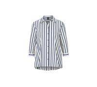 Kurzarmbluse GOLDNER "Schlichte Baumwoll-Bluse mit 3/4-Arm", Damen, Gr. 44, blau (weiß, marine, gestreift), Obermaterial: 97% Baumwolle CO. 3% Elasthan EL., Blusen (86232053-44) weiß, marine, gestreif