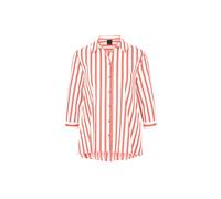 Kurzarmbluse GOLDNER "Schlichte Baumwoll-Bluse mit 3/4-Arm", Damen, Gr. 44, weiß (weiß, hagebutte, gestreift), Obermaterial: 97% Baumwolle CO. 3% Elasthan EL., Blusen (73492710-44) weiß, hagebutte, ge