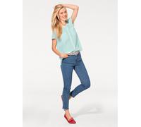 Kurzarmbluse HEINE, Damen, Gr. 34, grün (mint), 100% Polyester, unifarben, Rundhals, Blusen (14055338-34) mint