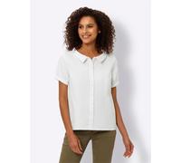 Kurzarmbluse HEINE, Damen, Gr. 36, weiß, 98% Baumwolle, 2% Elasthan, unifarben, Rundhals, Blusen (79464613-36) weiß