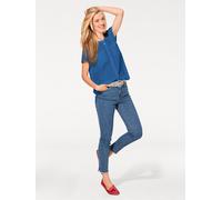 Kurzarmbluse HEINE, Damen, Gr. 38, blau (royalblau), 100% Polyester, unifarben, Rundhals, Blusen (31016266-38) royalblau