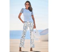 Kurzarmbluse HEINE, Damen, Gr. 42, blau (eisblau), 100% Polyester, Ärmel:100% Polyester, unifarben, Rundhals, Blusen (72763347-42) eisblau