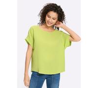 Kurzarmbluse HEINE, Damen, Gr. 42, pistazie, 100% Baumwolle, unifarben, Rundhals, Blusen (69695243-42) pistazie