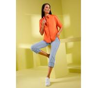 Kurzarmbluse HEINE, Damen, Gr. 44, orange, 97% Baumwolle, 3% Elasthan, unifarben, V-Ausschnitt, Blusen (10066252-44) orange