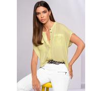 Kurzarmbluse HEINE, Damen, Gr. 48, gelb (pastellgelb), 100% Polyester, unifarben, Rundhals, Blusen (50646432-48) pastellgelb