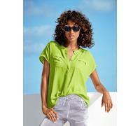 Kurzarmbluse HEINE, Damen, Gr. 50, grün (limette), 100% Polyester, unifarben, Rundhals, Blusen (72107940-50) limette