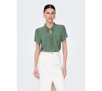 Kurzarmbluse JDY "JDYLIMA LIFE S/S TOP WVN NOOS", Damen, Gr. 34, grün (laurel wreath), Web, Obermaterial: 100% Viskose, unifarben, loose fit normal, V-Ausschnitt, Blusen, Viskose, loose fit (90326563-