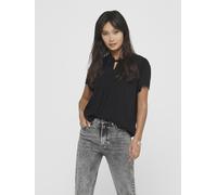 Kurzarmbluse JDY "JDYLIMA LIFE S/S TOP WVN NOOS", Damen, Gr. 38 (M), schwarz, Web, Obermaterial: 100% Viskose, unifarben, loose fit normal, V-Ausschnitt, Blusen, Viskose, loose fit (90695020-38) schwa