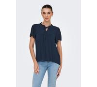 Kurzarmbluse JDY "JDYLIMA LIFE S/S TOP WVN NOOS", Damen, Gr. 40, schwarz (schwarz iris), Web, Obermaterial: 100% Viskose, unifarben, loose fit normal, V-Ausschnitt, Blusen, Viskose, loose fit (6553923