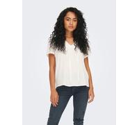 Kurzarmbluse JDY "JDYLIMA LIFE S/S TOP WVN NOOS", Damen, Gr. 44 (XXL), weiß (cloud dancer), Web, Obermaterial: 100% Viskose, unifarben, loose fit normal, V-Ausschnitt, Blusen Kurzarmbluse, Viskose, lo
