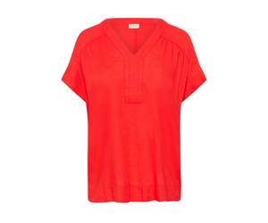 Kurzarmbluse KAFFE CURVE "Damen Bluse kurzarm KCmille", Damen, Gr. 50, rot (poppy rot), Obermaterial: 70% Viskose Birla Livaeco CV Livaeco. 30% Leinen LI., Blusen (17785463-50) poppy rot