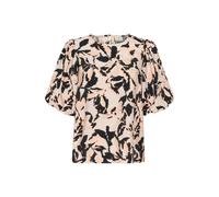 Kurzarmbluse KAFFE "Damen Bluse kurzarm KApaco", Damen, Gr. 42, bunt (beige, schwarz, peach blurry leaf), Obermaterial: 87% Viskose LENZING ECOVERO CV LenzEcov. 13% Nylon NY., Blusen (72517139-42) bei