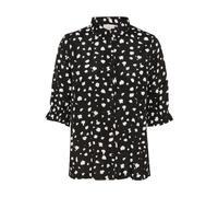 Kurzarmbluse KAFFE "Damen Bluse kurzarm KAvelana", Damen, Gr. 34, schwarz (schwarz, weiß abstract print), Obermaterial: 50% Viskose CV. 50% Viskose LENZING ECOVERO CV LenzEcov., Blusen (64559231-34) s