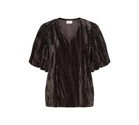 Kurzarmbluse KAFFE "Kurzarm-Bluse KAelva", Damen, Gr. XS, braun (schwarz coffee), Obermaterial: 95% Polyester Pol. recyc.. 5% Elasthan EL., Blusen (84935743-XS) schwarz coffee