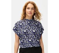 Kurzarmbluse LASCANA, Damen, Gr. 44, blau (blau leo), Web, Obermaterial: 100% Viskose, figurumspielend hüftlang, weit, Blusen, mit Alloverdruck, Damenbluse, sportlich elegant (56829932-44) blau leo