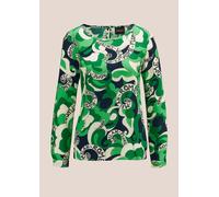 Kurzarmbluse MADELEINE "Bluse Statement-Bluse mit Städteprint", Damen, Gr. 38, grün (grün, marine, ecru), Obermaterial: 100% Viskose CV., Blusen (64378834-38) grün, marine, ecru