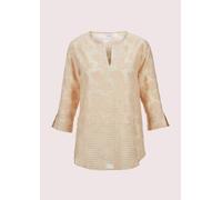 Kurzarmbluse MADELEINE "Bluse Transparente Ausbrenner-Bluse", Damen, Gr. 40, grau (kiesel), Obermaterial: 54% Polyester PES. 46% Viskose CV., Blusen (28791857-40) kiesel
