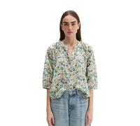 Kurzarmbluse MARC O'POLO "aus bedrucktem Baumwoll-Voile", Damen, Gr. 34, bunt (light beige), Obermaterial: 100% Baumwolle, bedruckt, regular fit normal, V-Ausschnitt, Blusen (21241041-34) light beige