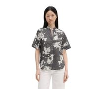 Kurzarmbluse MARC O'POLO "aus bedrucktem Baumwoll-Voile", Damen, Gr. 34, dunkelgrau, Obermaterial: 100% Baumwolle, bedruckt, regular fit normal, V-Ausschnitt, Blusen (71432332-34) dunkelgrau
