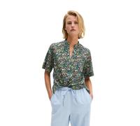 Kurzarmbluse MARC O'POLO "aus bedrucktem Baumwoll-Voile", Damen, Gr. 36, medium braun, Obermaterial: 100% Baumwolle, bedruckt, regular fit normal, V-Ausschnitt, Blusen (48616955-36) medium braun