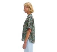 Kurzarmbluse MARC O'POLO "aus bedrucktem Baumwoll-Voile", Damen, Gr. 40, medium braun, Obermaterial: 100% Baumwolle, bedruckt, regular fit normal, V-Ausschnitt, Blusen (48616955-40) medium braun