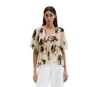 Kurzarmbluse MARC O'POLO "aus Crinkle-Viskose", Damen, Gr. 34, beige (light braun), Obermaterial: 100% Viskose, bedruckt, loose fit normal, Rundhals, elastischer Bund, Blusen (74435051-34) light braun