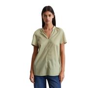 Kurzarmbluse MARC O'POLO "aus leichtem Baumwolle-Voile", Damen, Gr. 38, smooth sage, Obermaterial: 100% Baumwolle, unifarben, regular fit normal, V-Ausschnitt, normaler Saum, Blusen (30837965-38) smoo