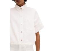 Kurzarmbluse MARC O'POLO "aus Organic-Cotton-Lyocell-Mix", Damen, Gr. XL, weiß, Obermaterial: 50% Lyocell, 50% Baumwolle, unifarben, regular fit normal, normaler Saum, Blusen (56834964-XL) weiß