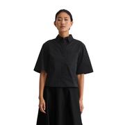 Kurzarmbluse MARC O'POLO "aus Organic Cotton-Mix", Damen, Gr. 42, blau (deep night blau), Obermaterial: 96% Baumwolle, 4% Elasthan, unifarben, loose fit bauchfrei, Blusen (83063343-42) deep night blau