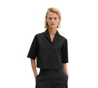 Kurzarmbluse MARC O'POLO "aus Popeline-Stretch", Damen, Gr. 32, schwarz, Obermaterial: 60% Baumwolle, 38% Polyester, 2% Elasthan, unifarben, regular fit bauchfrei, Blusen (14277734-32) schwarz