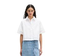 Kurzarmbluse MARC O'POLO "aus Premium-Popeline", Damen, Gr. 44, weiß, Obermaterial: 100% Baumwolle, unifarben, regular fit bauchfrei, Spitze, Blusen (63985624-44) weiß