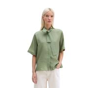 Kurzarmbluse MARC O'POLO "aus Viskose-Mix", Damen, Gr. 42, fresh sage, Obermaterial: 83% Viskose, 17% Polyamid, unifarben, regular fit normal, Umschlagbund, Blusen (62363901-42) fresh sage