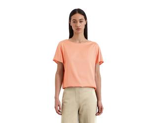 Kurzarmbluse MARC O'POLO "aus Viskose-Satin-Stretch", Damen, Gr. 44, orange (m312), Obermaterial: 96% Viskose, 4% Elasthan, unifarben, normal, Rückenausschnitt, normaler Saum, Blusen (49034518-44) m31