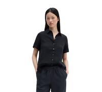 Kurzarmbluse MARC O'POLO, Damen, Gr. 42, schwarz (deep night blau), Web, Obermaterial: 100% Leinen, regular fit normal, Blusen, Leinenbluse regular mit breiter Kellerfalten im Rücken (61288721-42) dee