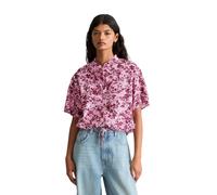 Kurzarmbluse MARC O'POLO DENIM "aus bedrucktem Viskose-Mix", Damen, Gr. L, rosa (medium pink), Obermaterial: 73% Viskose, 27% Baumwolle, bedruckt, relaxed fit bauchfrei, normaler Saum, Blusen (7295425