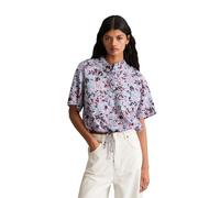 Kurzarmbluse MARC O'POLO DENIM "aus bedrucktem Viskose-Mix", Damen, Gr. XL, bunt (light blau), Obermaterial: 73% Viskose, 27% Baumwolle, bedruckt, relaxed fit bauchfrei, normaler Saum, Blusen (2280005