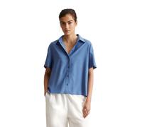 Kurzarmbluse MARC O'POLO DENIM "aus fließender Viskose", Damen, Gr. XS, blau (cerulean blau), Obermaterial: 100% Viskose, unifarben, relaxed fit bauchfrei, Blusen (12639909-XS) cerulean blau
