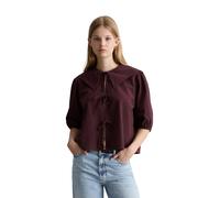 Kurzarmbluse MARC O'POLO DENIM "aus leichter Bio-Baumwolle", Damen, Gr. XXS, burnt aubergine, Obermaterial: 100% Baumwolle, unifarben, regular fit normal, Bündchen, Blusen (94944169-XXS) burnt aubergi