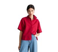 Kurzarmbluse MARC O'POLO DENIM "aus Leinen-Baumwolle-Mix", Damen, Gr. L, vivid cherry, Obermaterial: 56% Leinen, 44% Baumwolle, unifarben, relaxed fit, normaler Saum, Blusen (62650202-L) vivid cherry