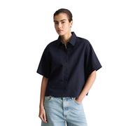 Kurzarmbluse MARC O'POLO DENIM "aus Leinen-Baumwolle-Mix", Damen, Gr. XS, blau depths, Obermaterial: 56% Leinen, 44% Baumwolle, unifarben, relaxed fit, normaler Saum, Blusen (51857106-XS) blau depths
