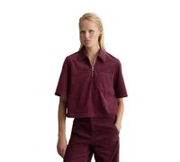 Kurzarmbluse MARC O'POLO DENIM "aus Organic Cotton", Damen, Gr. M, rot (mahagony jam), Obermaterial: 100% Baumwolle, unifarben, regular fit bauchfrei, normaler Saum, Blusen (40781459-M) mahagony jam