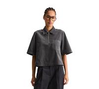 Kurzarmbluse MARC O'POLO DENIM "aus Organic Cotton", Damen, Gr. XXL, grau (light graphite), Obermaterial: 100% Baumwolle, unifarben, regular fit bauchfrei, normaler Saum, Blusen (71843420-XXL) light g