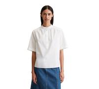 Kurzarmbluse MARC O'POLO DENIM "aus Papertouch Popeline", Damen, Gr. XL, weiß, Obermaterial: 100% Baumwolle, unifarben, regular fit normal, Kurzarm, Blusen (72821028-XL) weiß