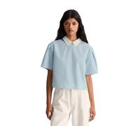 Kurzarmbluse MARC O'POLO DENIM "aus Papertouch Popeline", Damen, Gr. XS, blau (light blau), Obermaterial: 100% Baumwolle, gestreift, relaxed fit bauchfrei, normaler Saum, Blusen (21383830-XS) light bl