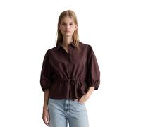 Kurzarmbluse MARC O'POLO DENIM "aus reiner Bio-Baumwolle", Damen, Gr. XS, braun (burnt aubergine), Obermaterial: 100% Baumwolle, unifarben, regular fit normal, Blusen (34632568-XS) burnt aubergine