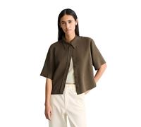 Kurzarmbluse MARC O'POLO DENIM "aus TENCEL™ Lyocell", Damen, Gr. S, hazelnut braun, Obermaterial: 100% Lyocell, unifarben, regular fit bauchfrei, normaler Saum, Blusen (89728832-S) hazelnut braun