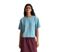 Kurzarmbluse MARC O'POLO DENIM "aus TENCEL™ Lyocell", Damen, Gr. XS, blau (blau dawn), Obermaterial: 100% Lyocell, unifarben, relaxed fit bauchfrei, Rückenausschnitt, normaler Saum, Blusen (13930759-X